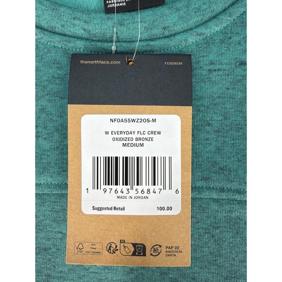 North Face Everyday FLC Crew Oxidized Bronze (Teal) Women’s M, Activewear, NWT - Picture 3 of 8